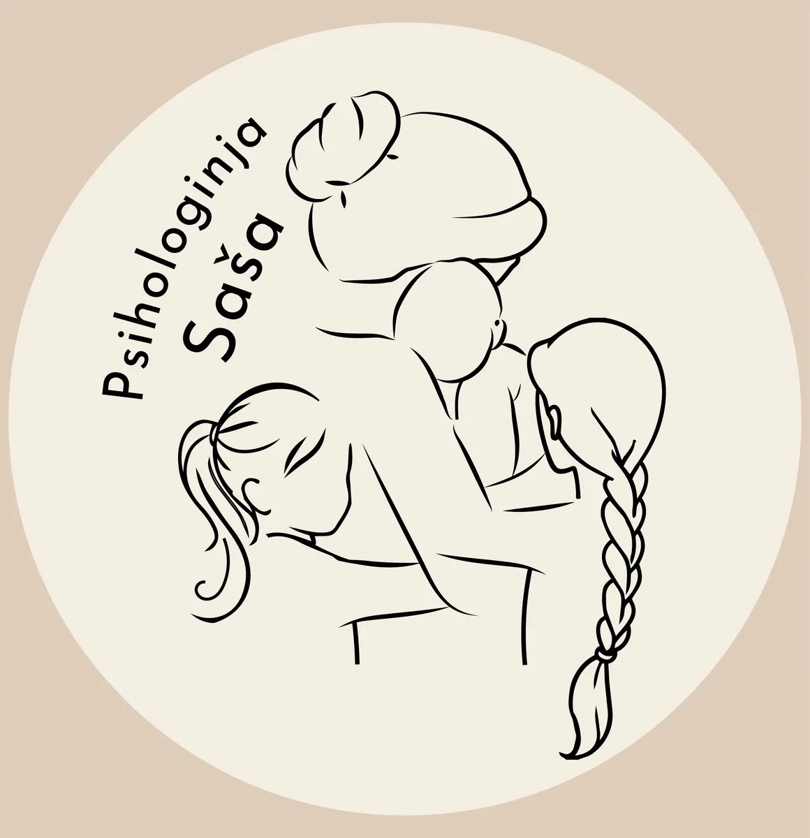 Psihologinja Saša – uradni logotip z nežno risbo družine